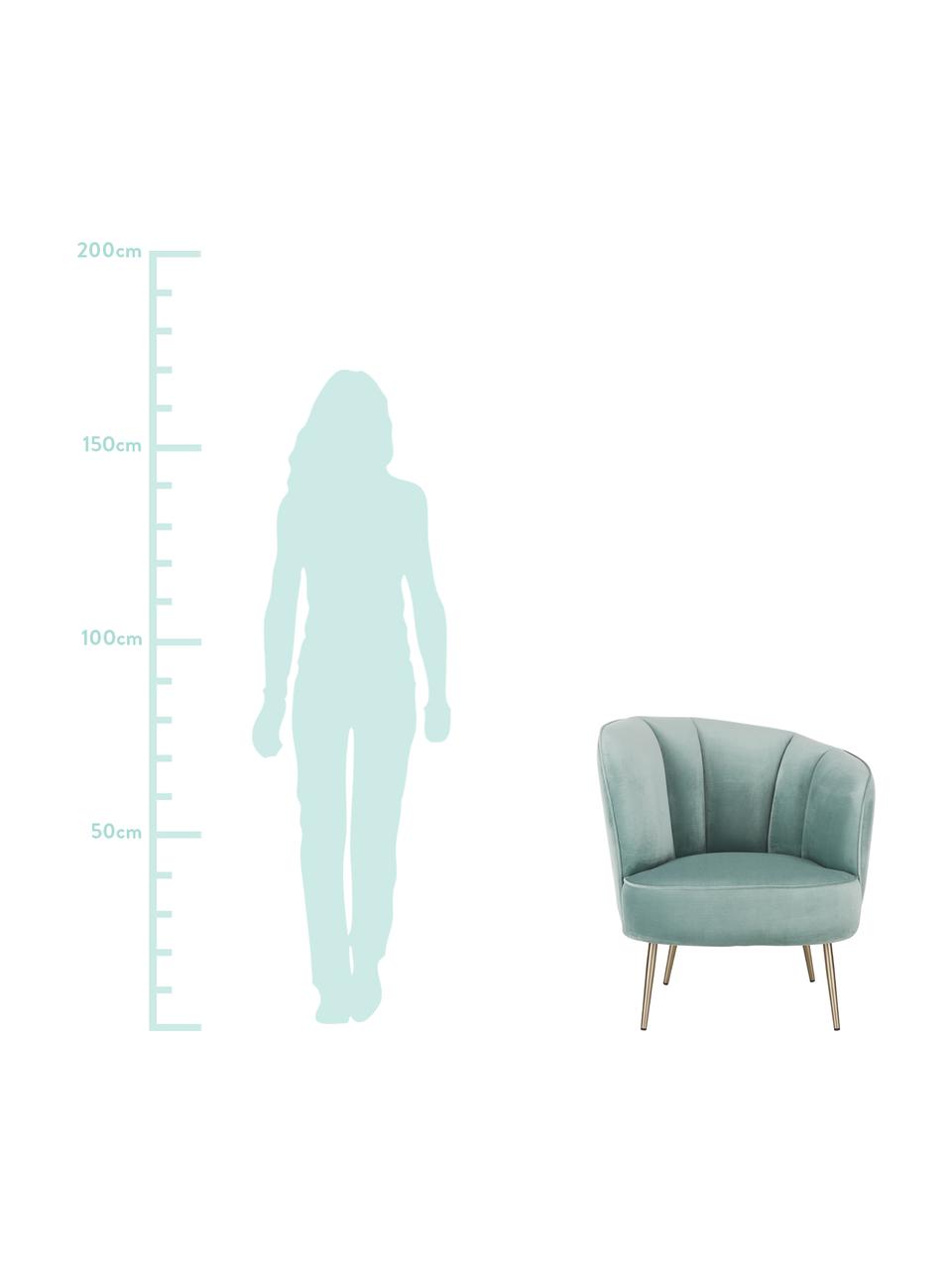 Fauteuil cocktail en velours vert sauge Louise, Velours vert sauge