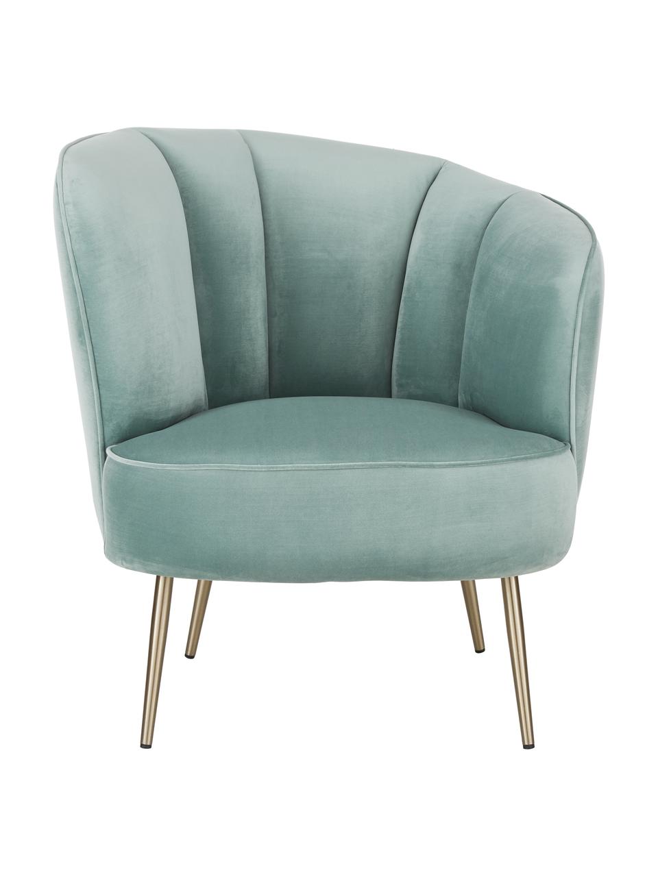 Fauteuil cocktail en velours vert sauge Louise, Velours vert sauge