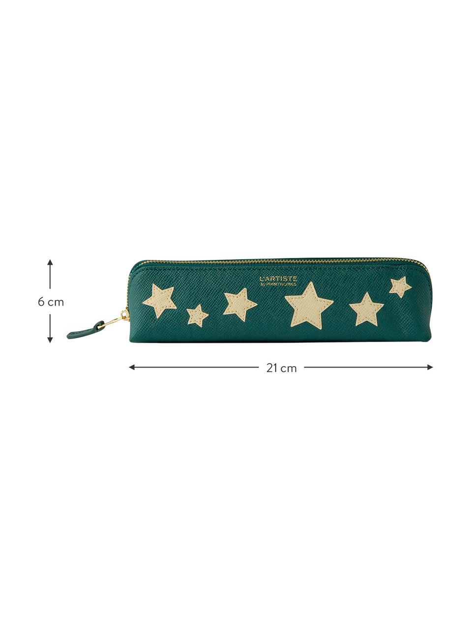 Estuche Stars, Cuero sintético, Beige, verde, dorado, An 21 x Al 6 cm