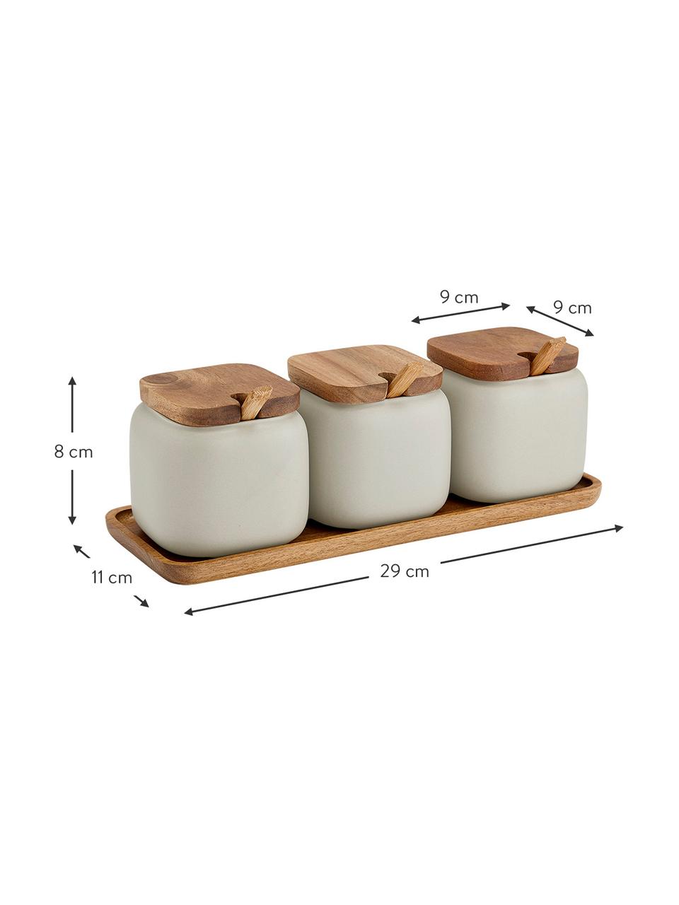 Set de especias Essentials, 7 pzas., Arena, madera de acacia, Set de diferentes tamaños