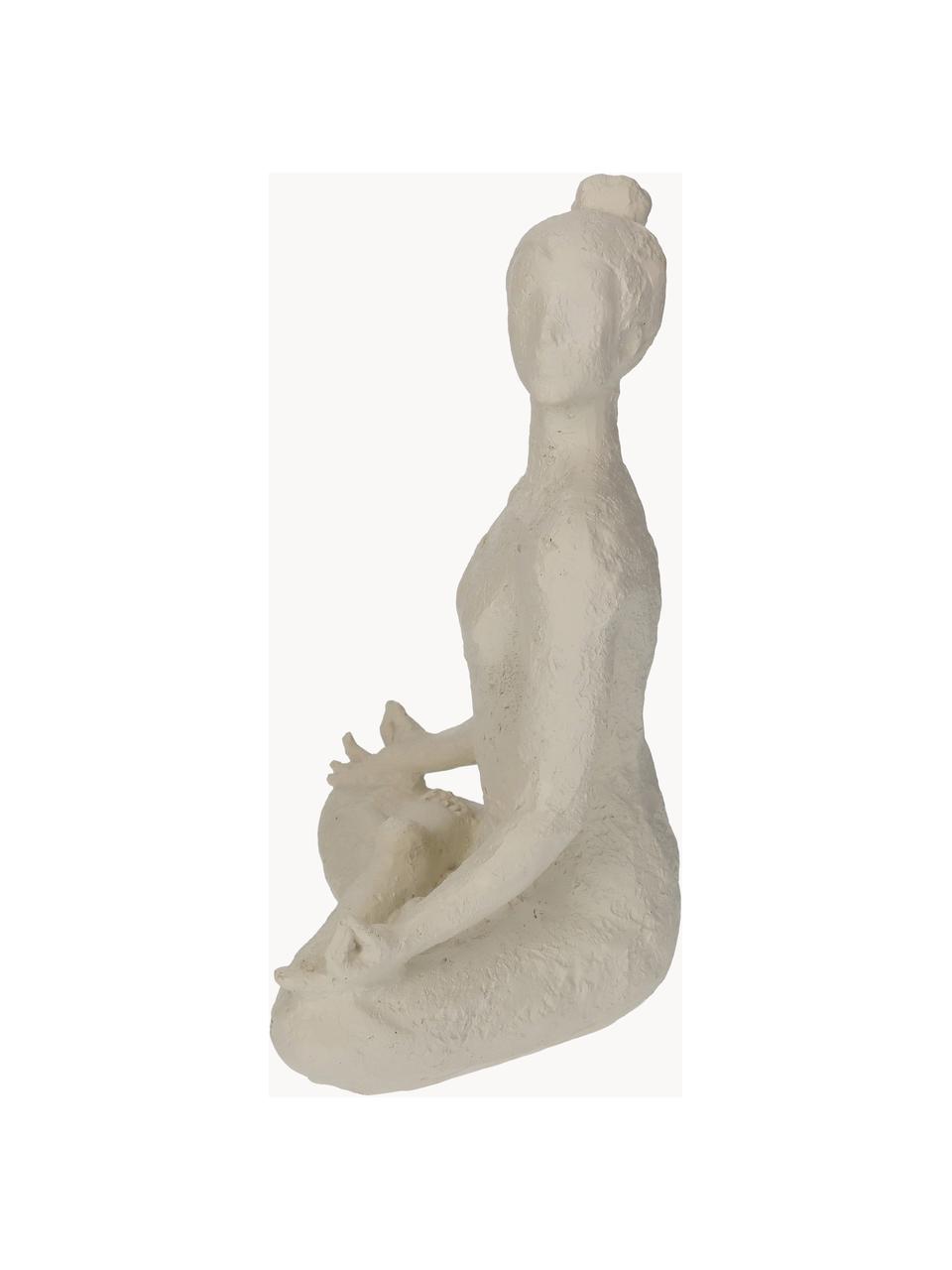 Figura decorativa Yoga, Poliresina, Blanco Off White, An 18 x Al 24 cm