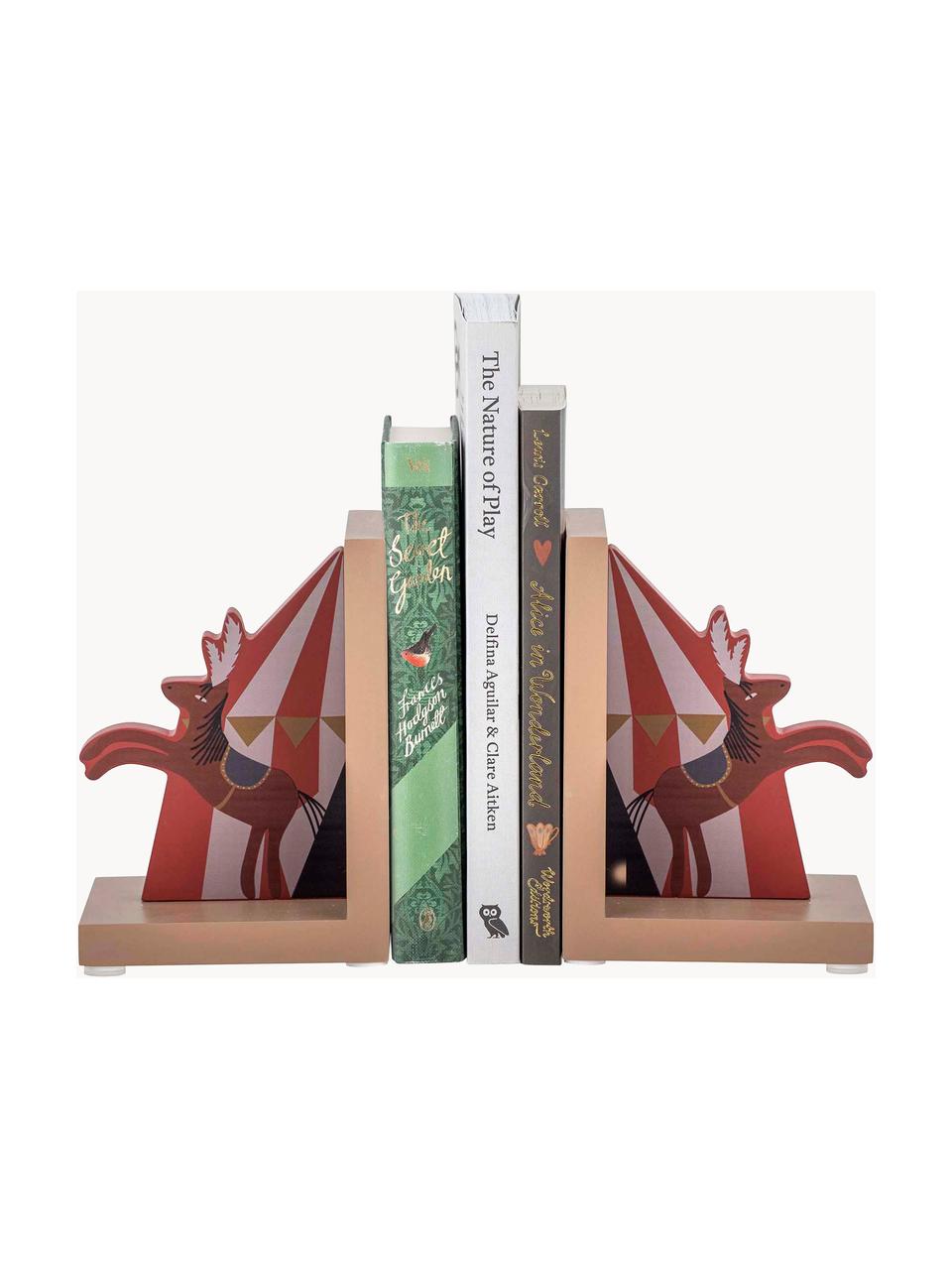 Dětské knižní zarážky Santos, 2 ks, Dřevovláknitá deska střední hustoty (MDF), certifikace FSC, Béžová, červená, Š 11 cm, V 22 cm