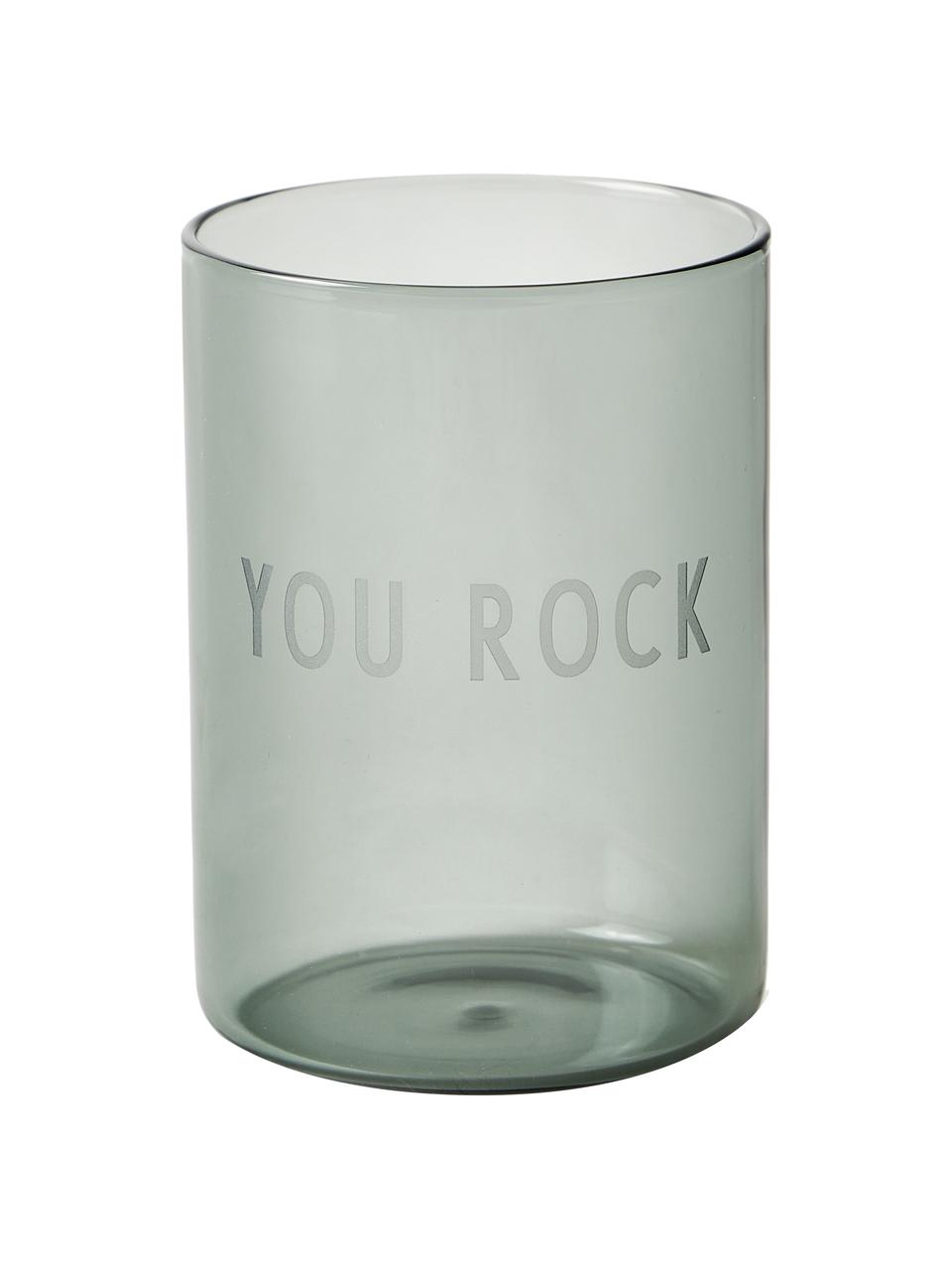 Designer Wasserglas Favourite YOU ROCK mit Schriftzug, Borosilikatglas, Schwarz (You rock), Ø 8 x H 11 cm, 350 ml