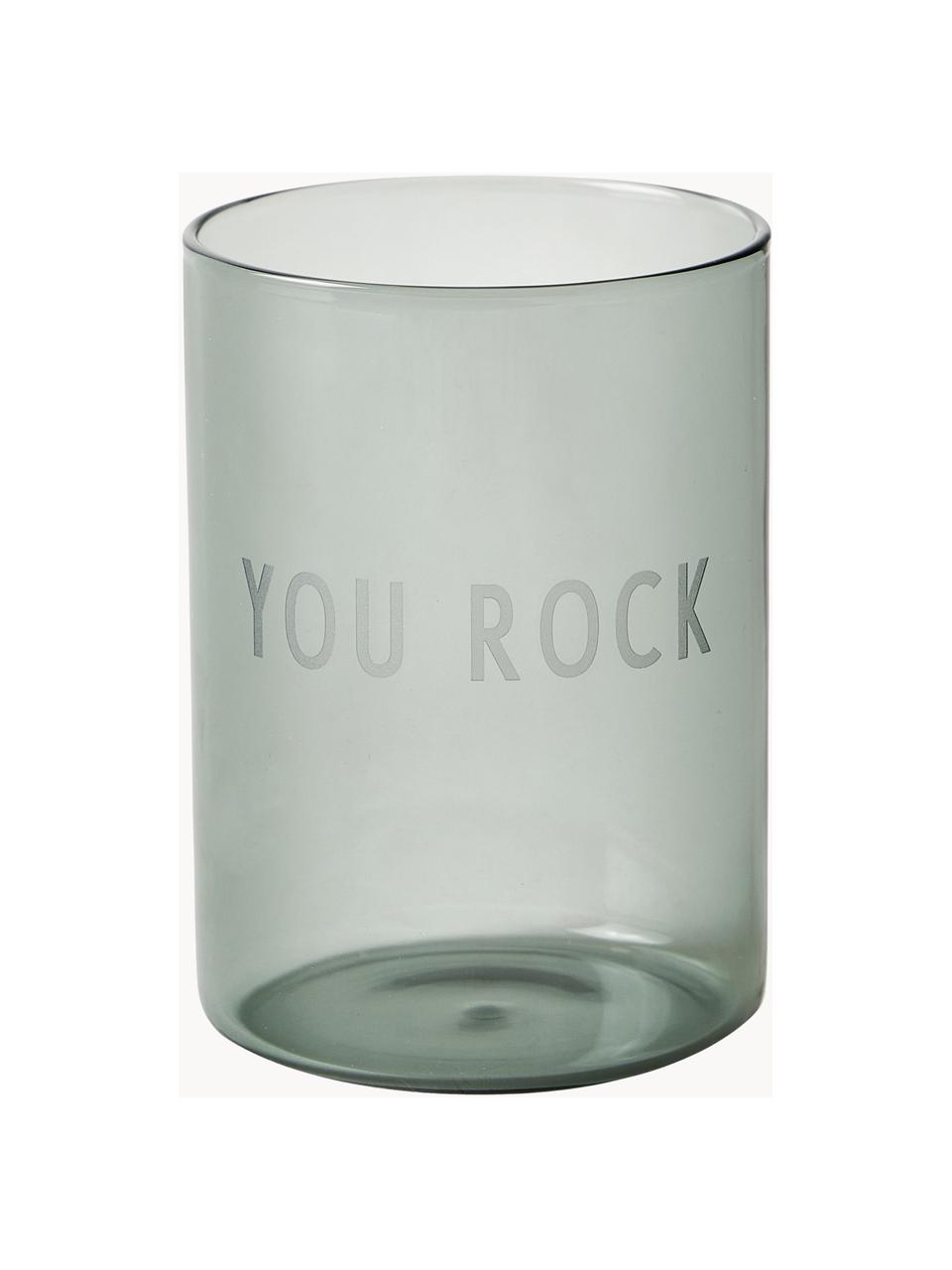 Vaso de diseño Favourite YOU ROCK, Vidrio de borosilicato, Negro (You rock), Ø 8 x Al 11 cm, 350 ml
