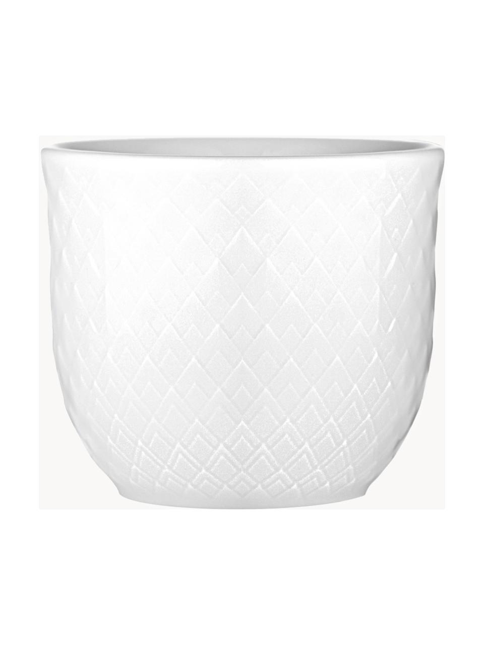 Coquetiers en porcelaine avec surface texturée Rhombe, 2 pièces, Porcelaine, Blanc, Ø 5 x haut. 5 cm