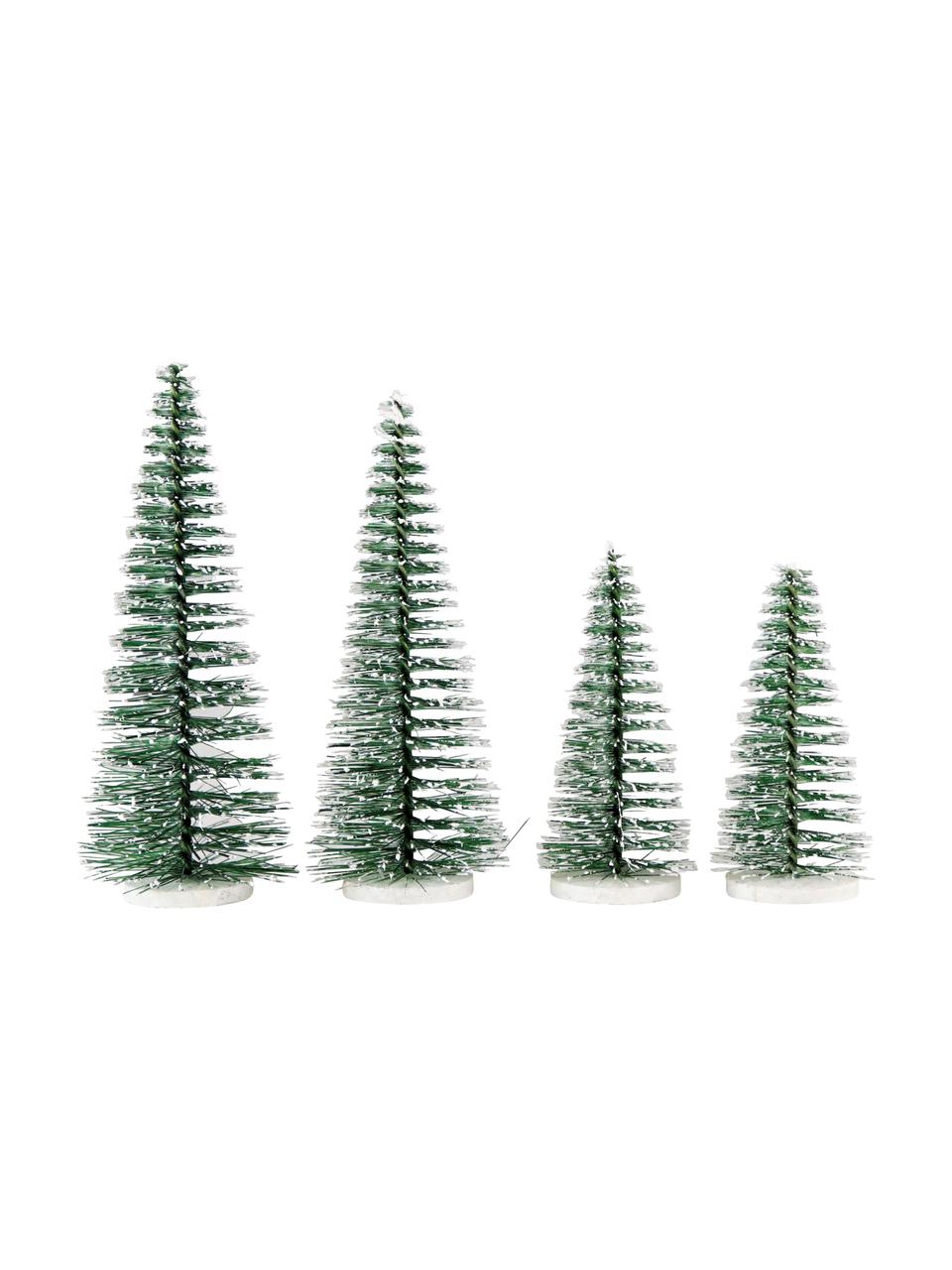 Set 4 alberi decorativi Glam, Plastica, metallo, Verde, Set in varie misure