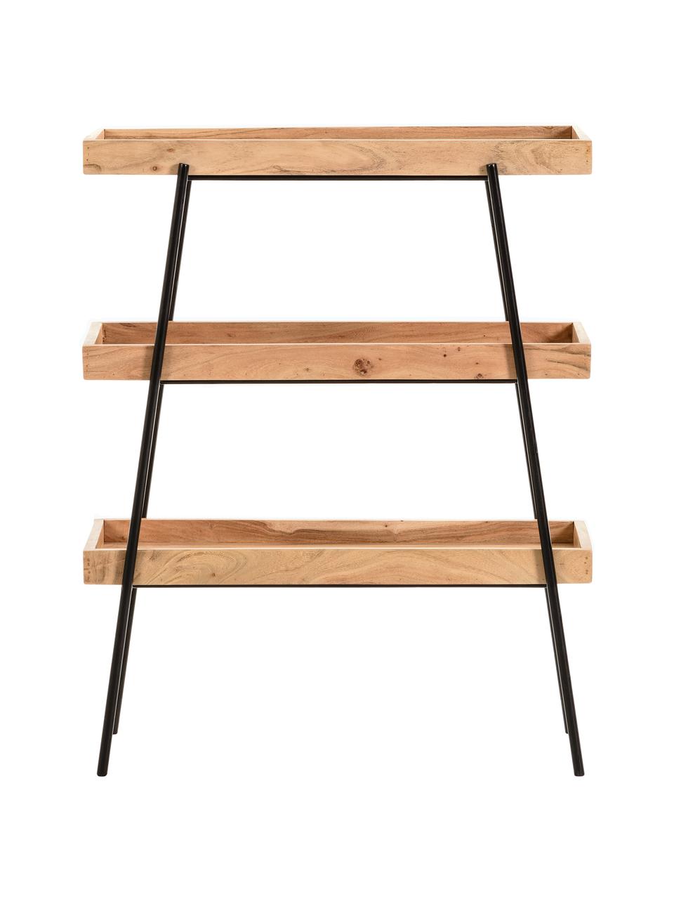 Niedriges Standregal Basi aus Holz und Metall, Gestell: Metall, lackiert, Schwarz, Braun, 73 x 90 cm