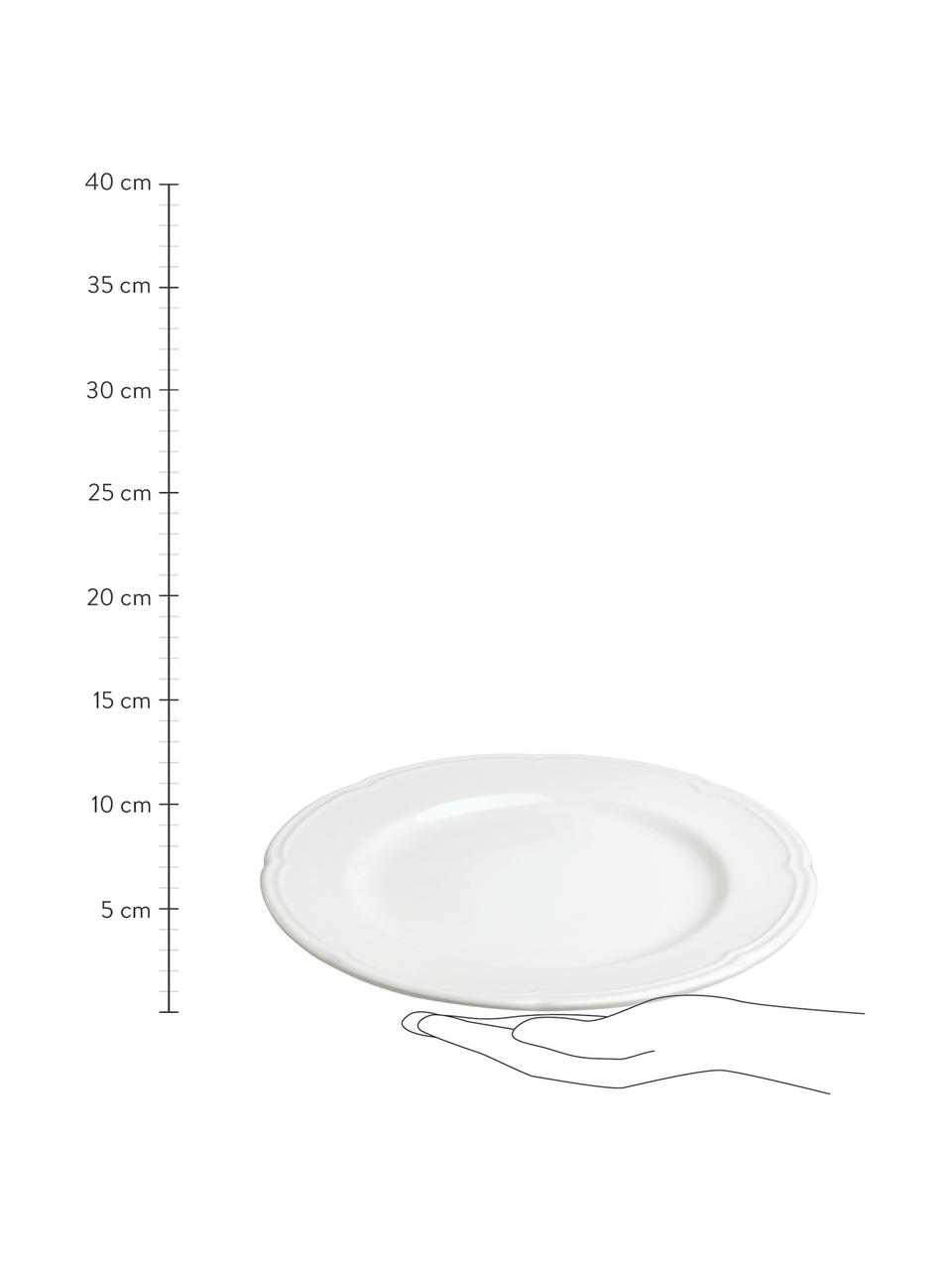 Dinerbord Ouverture van porselein, 6 stuks, Porselein, Wit, Ø 27 cm