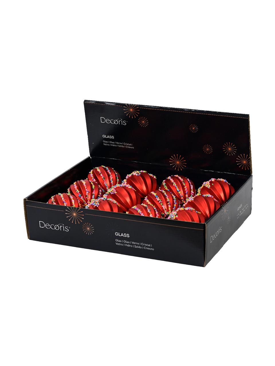 Boules de Noël Sweets, 12 élém., Verre, Rouge, multicolore, Ø 8 cm