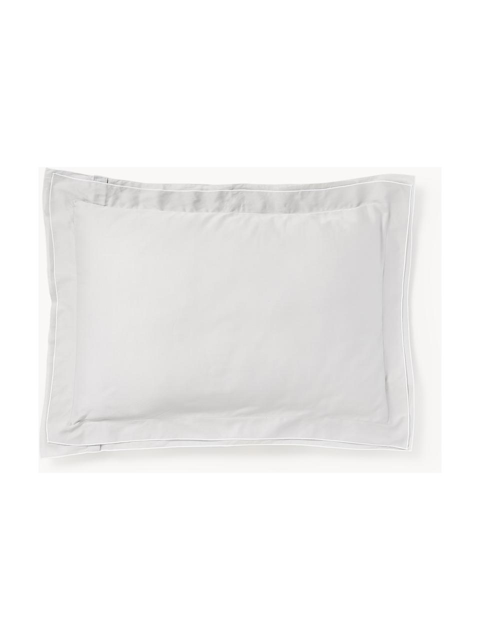 Funda de almohada de satén Carlotta, Gris claro, blanco, An 45 x L 110 cm