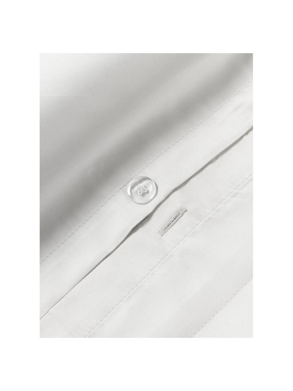 Taie d'oreiller en satin de coton Carlotta, Gris clair, blanc, larg. 50 x long. 70 cm
