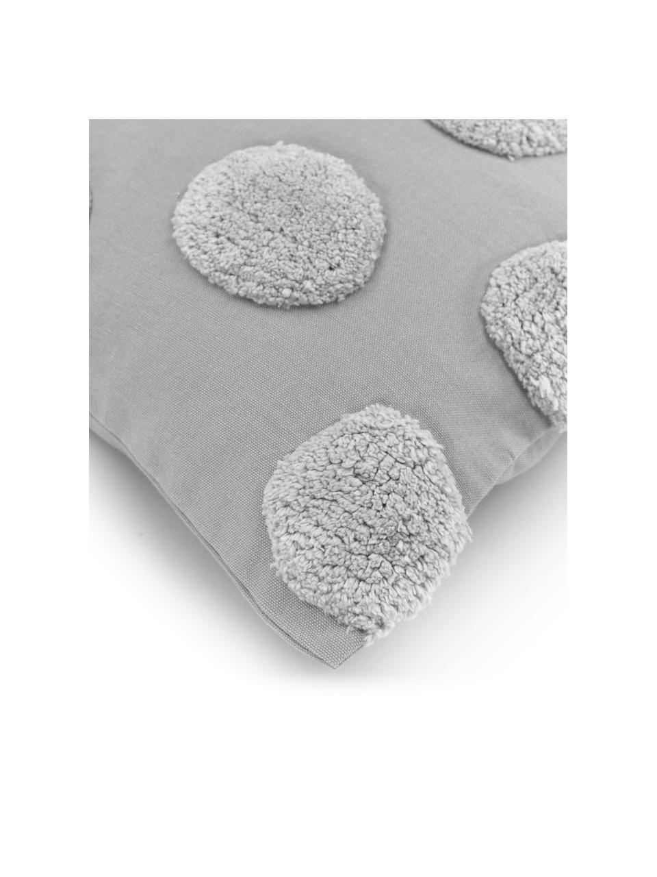 Kissenhülle Rowen mit getuftetem Muster, 100% Baumwolle, Grau, 50 x 50 cm
