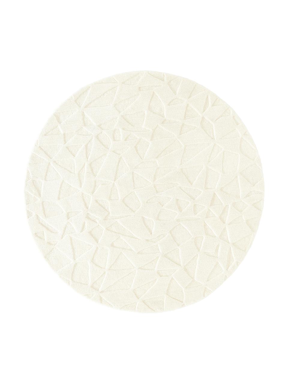 Tapis rond en laine tufté main Rory, Blanc crème, Ø 150 cm (taille M)