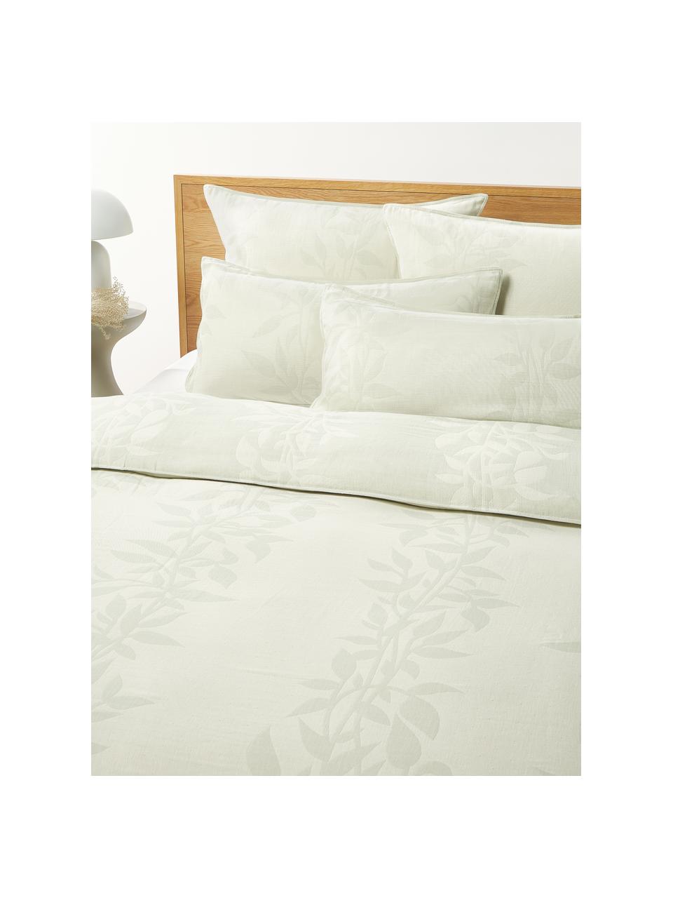 Mousseline dekbedovertrek Jasmina met bloemenpatroon, Weeftechniek: mousseline Draaddichtheid, Lichtgroen, B 200 x B 200 cm