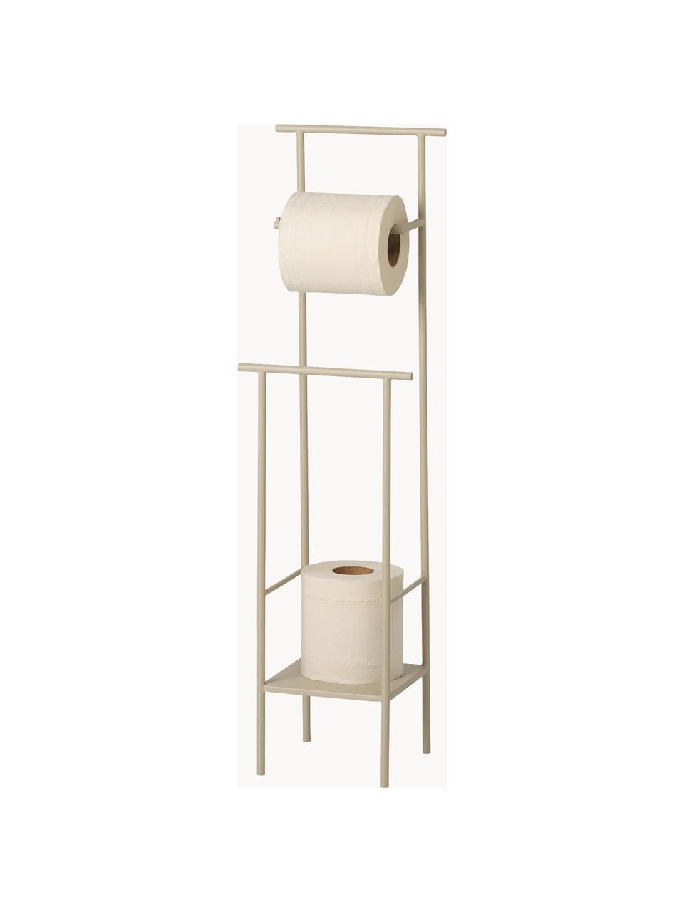 Scaffale porta carta igienica Dora, Acciaio inossidabile verniciato a polvere, Beige chiaro opaco, Larg. 18 x Alt. 62 cm