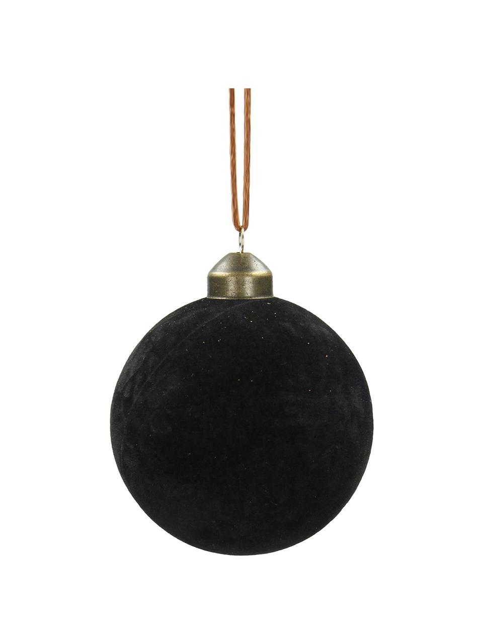 Fluwelen kerstballen fluweel, 6 stuks, Zwart, Ø 8 cm