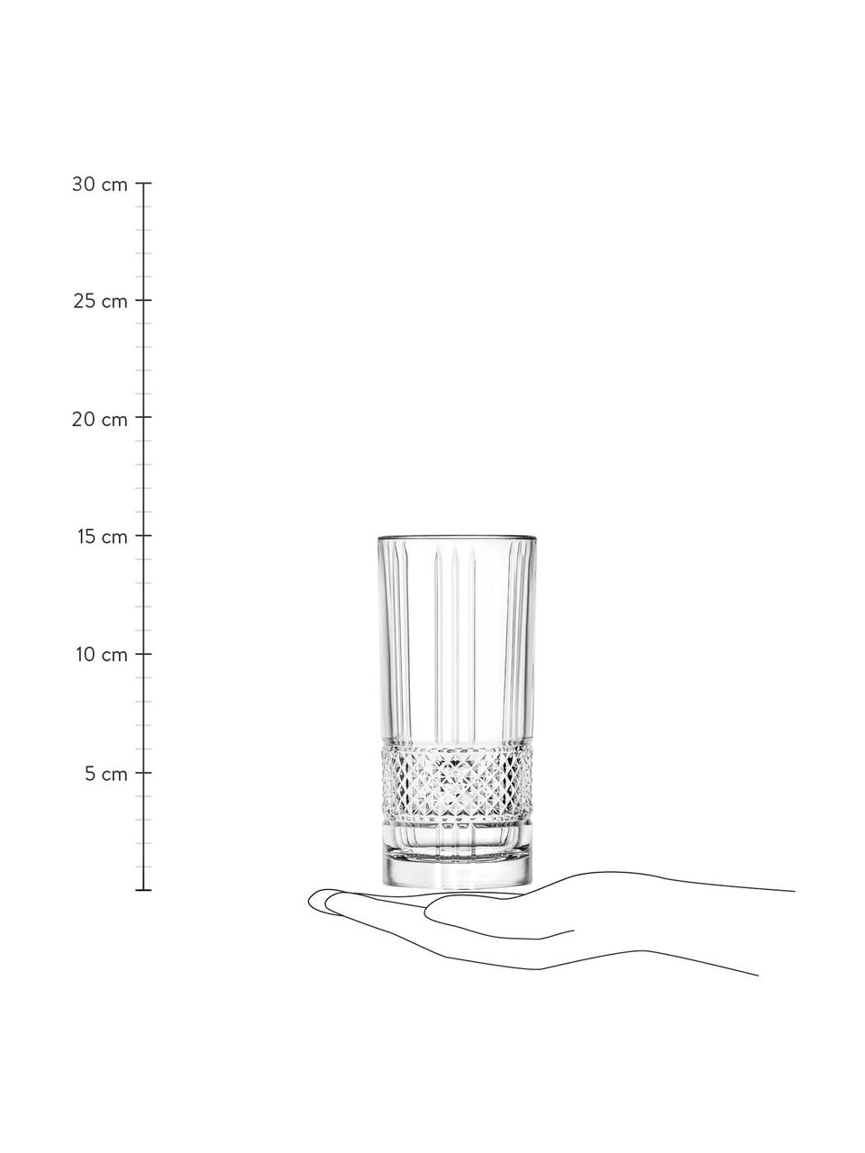 Verres à long drink en cristal avec relief Brillante, 6 pièces, Cristal, Transparent, Ø 7 x haut. 15 cm, 350 ml