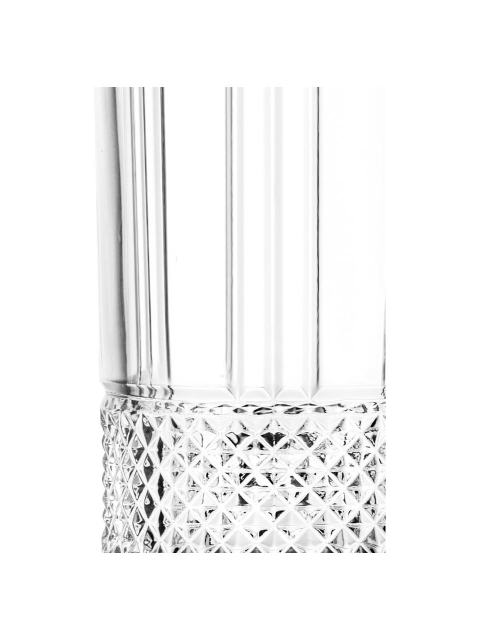 Kristall-Longdrinkgläser Brillante mit Relief, 6 Stück, Kristallglas, Transparent, Ø 7 x H 15 cm, 350 ml