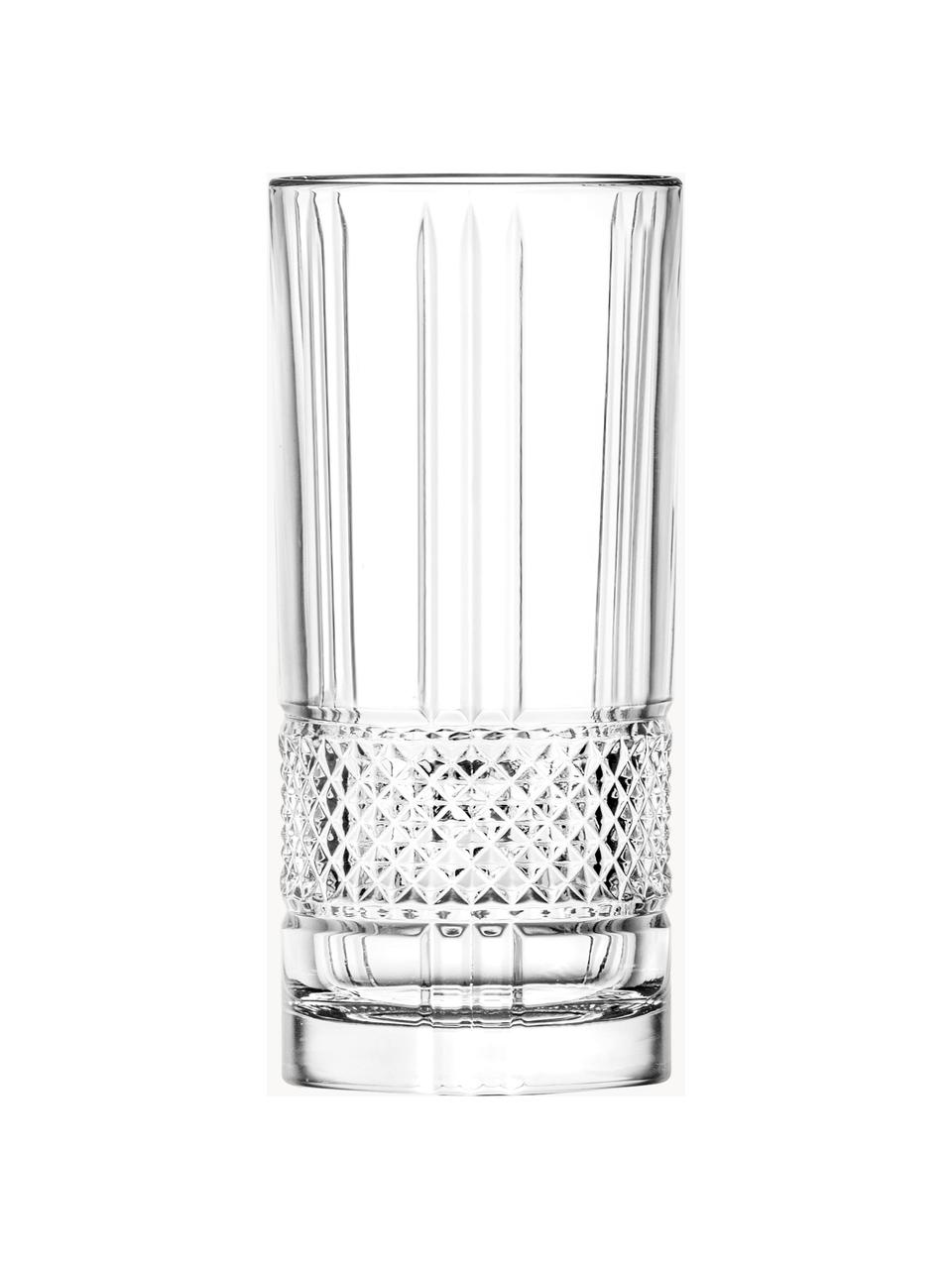 Bicchieri long drink in cristallo con rilievo Brillante 6 pz, Cristallo, Trasparente, Ø 7 x Alt. 15 cm, 350 ml