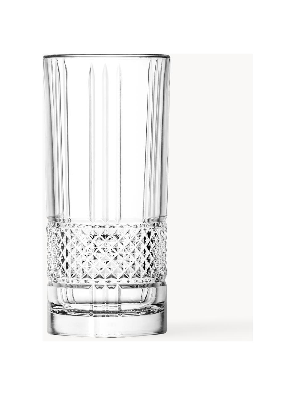 Bicchieri long drink in cristallo con rilievo Brillante 6 pz, Cristallo

Porta il fascino del vetro di cristallo sulla tua tavola da pranzo! Il vetro è eccezionalmente trasparente e pesante, il che lo rende prezioso e bello allo stesso tempo. Inoltre, i tagli in filigrana rendono ogni pezzo un oggetto speciale, pratico e bello al tempo stesso., Trasparente, Ø 7 x Alt. 15 cm, 350 ml