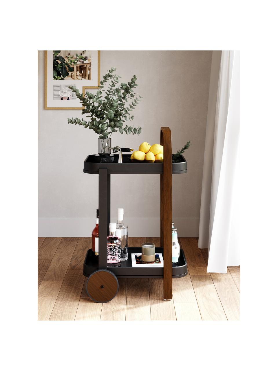 Desserte métal Bellwood, Noir, bois foncé, larg. 53 x haut. 80 cm