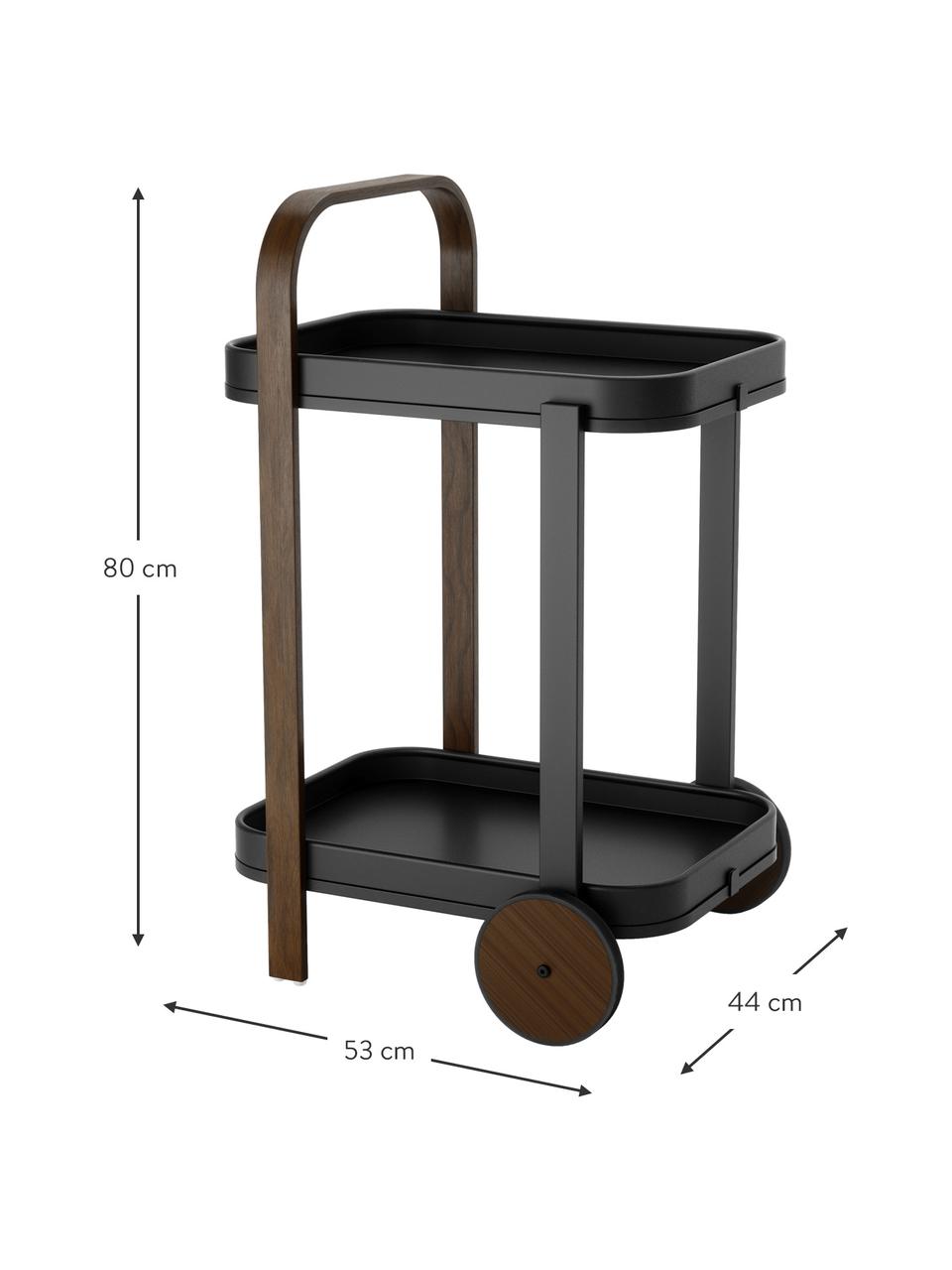 Desserte métal Bellwood, Noir, bois foncé, larg. 53 x haut. 80 cm
