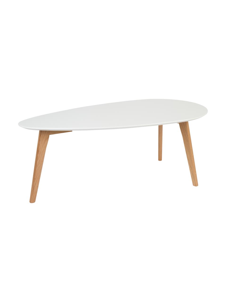 Set de mesas de centro Nordic, 2 uds., estilo escandinavo, Tablero: fibras de densidad media , Patas: madera de roble maciza, Blanco, roble, Set de diferentes tamaños