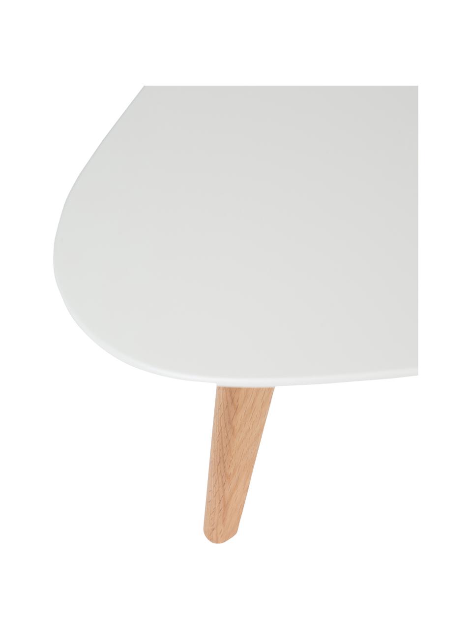 Ovales Couchtisch-Set Nordic, 2-tlg., Beine: Massives Eichenholz, Weiß, Eichenholz, Set mit verschiedenen Größen