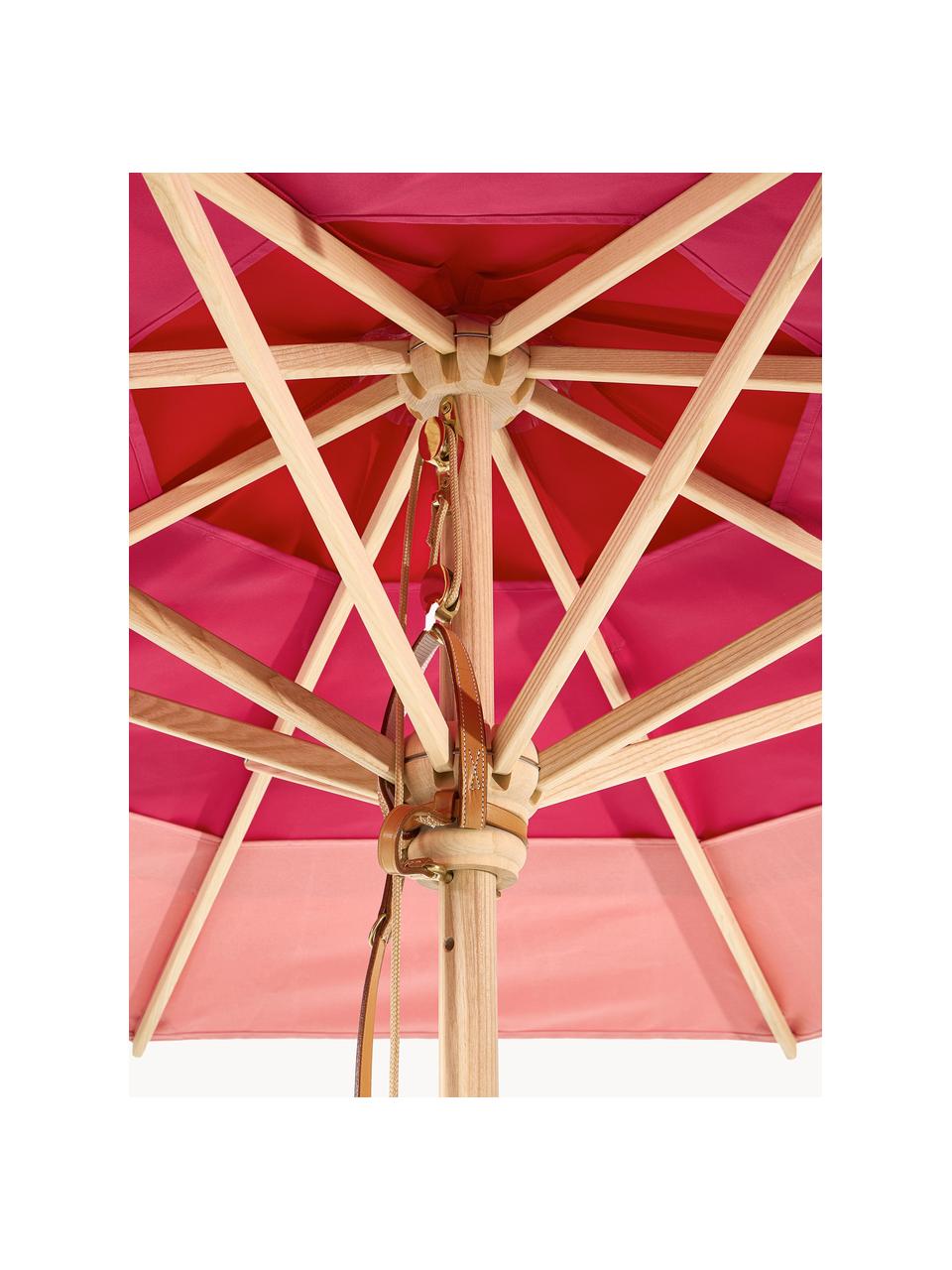 Ombrellone con carrucola Klassiker, varie misure, Struttura: legno di frassino laccato, Rosso, fucsia, rosa, legno chiaro, Ø 210 x Alt. 251 cm