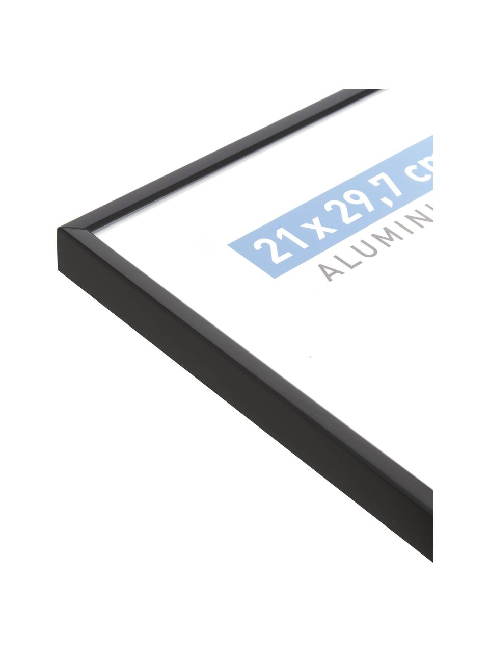 Bilderrahmen Accent, Rahmen: Aluminium, beschichtet, Front: Glas, Rückseite: Mitteldichte Holzfaserpla, Schwarz, 21 x 30 cm
