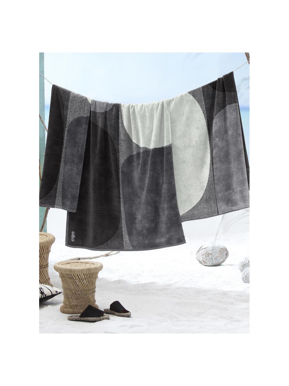 Ręcznik plażowy Stones, Czarny, biały, szary, S 100 x D 180 cm