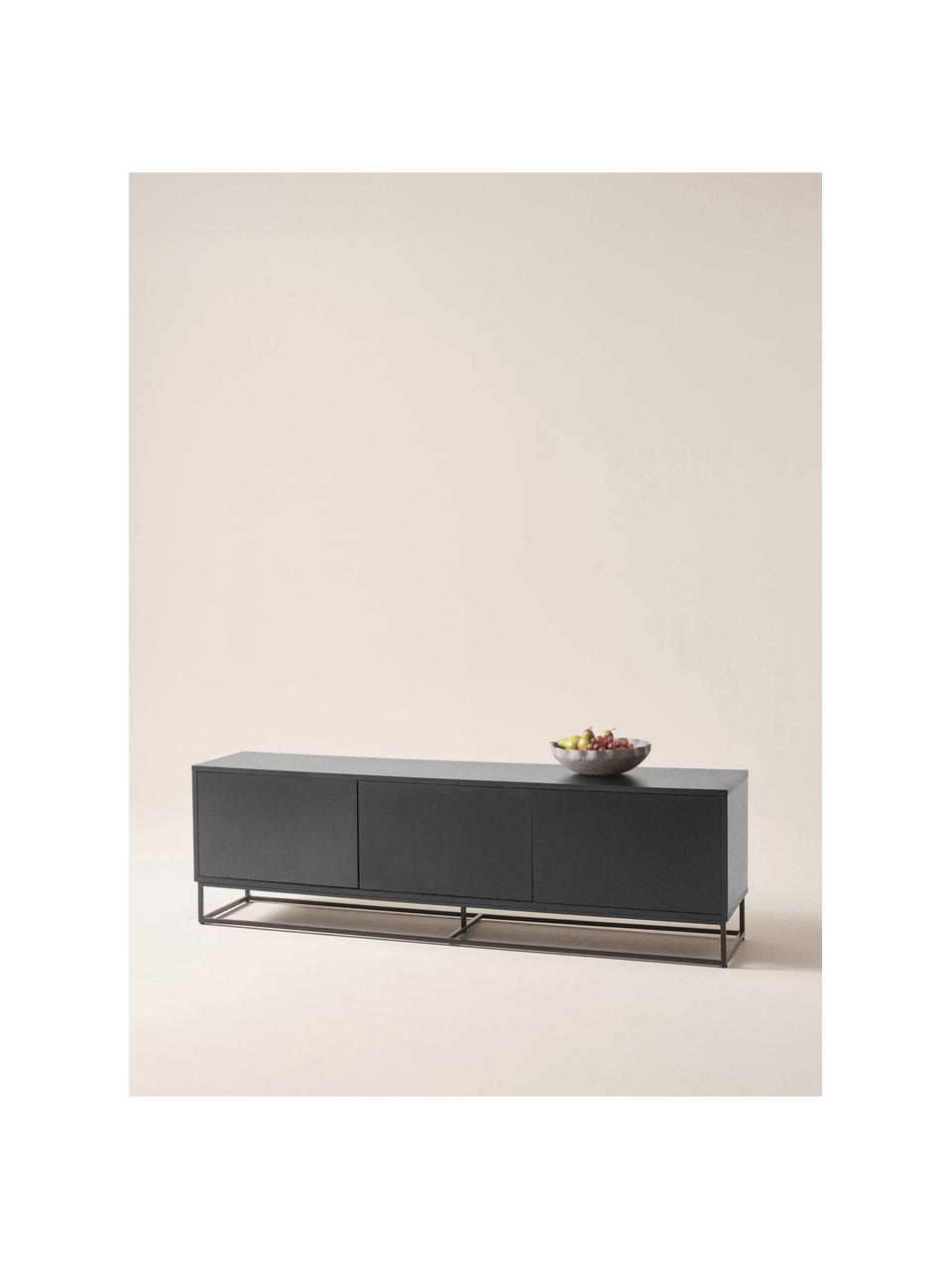 Mueble TV Lyckeby, Estructura: tablero de fibras de dens, Patas: metal con pintura en polv, Negro, An 180 x Al 54 cm