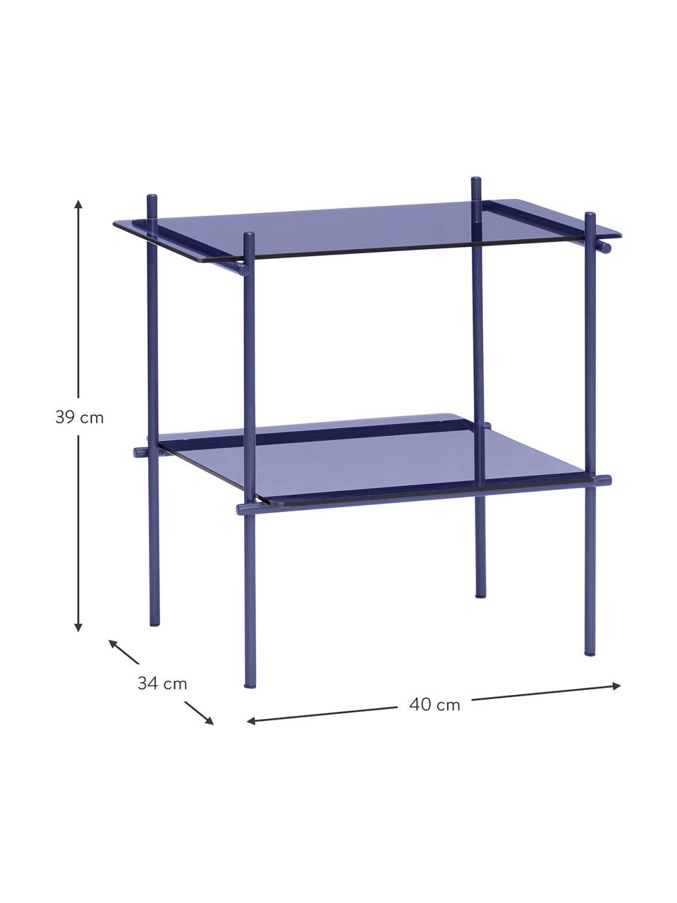 Stolik pomocniczy ze szlanym blatem Niche, Stelaż: metal powlekany, Niebieski, transparentny, S 40 x W 39 cm