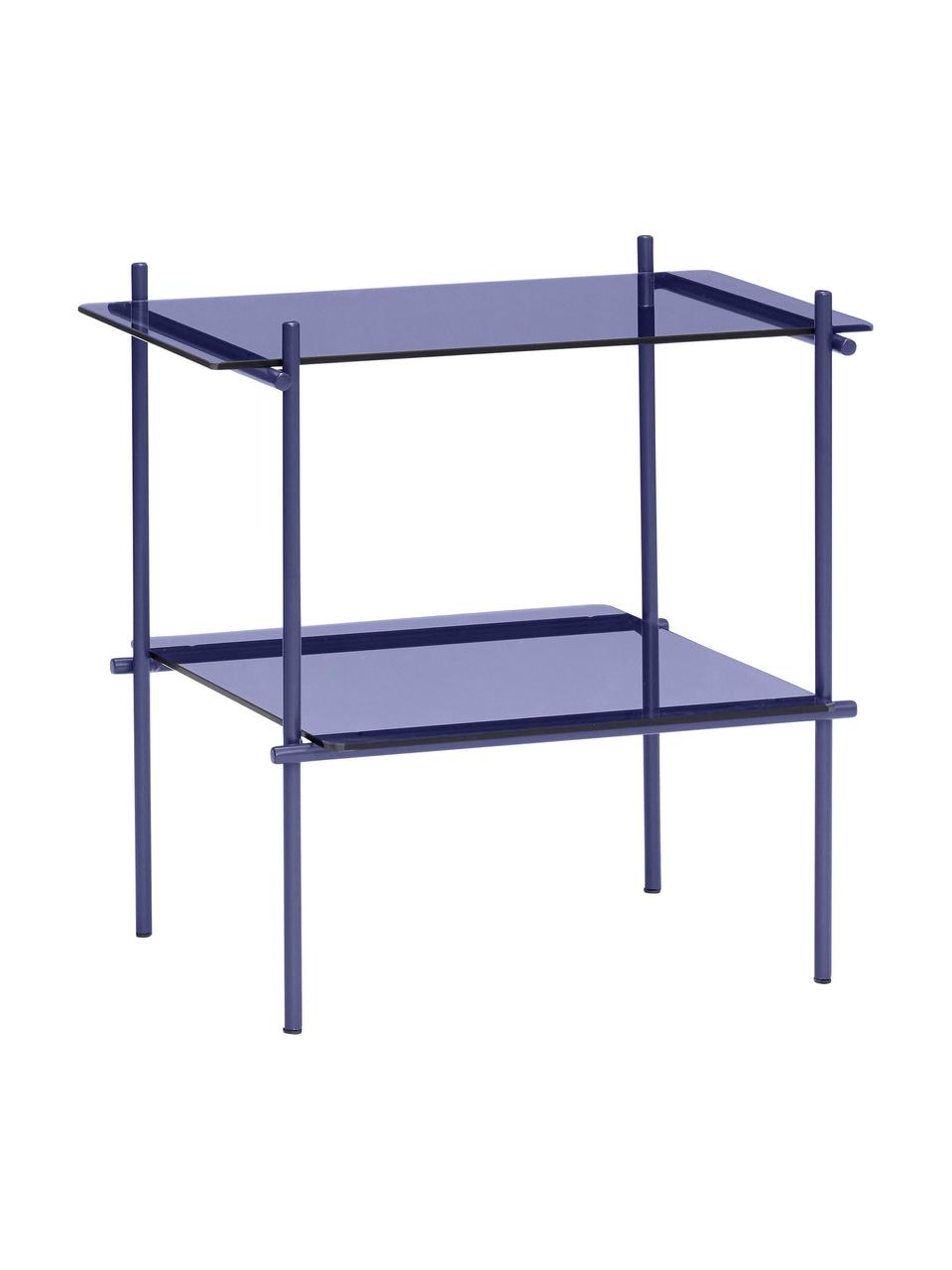 Mesa auxiliar de vidrio Niche, Tablero: vidrio, Estructura: metal recubierto, Azul, transparente, An 40 x Al 39 cm