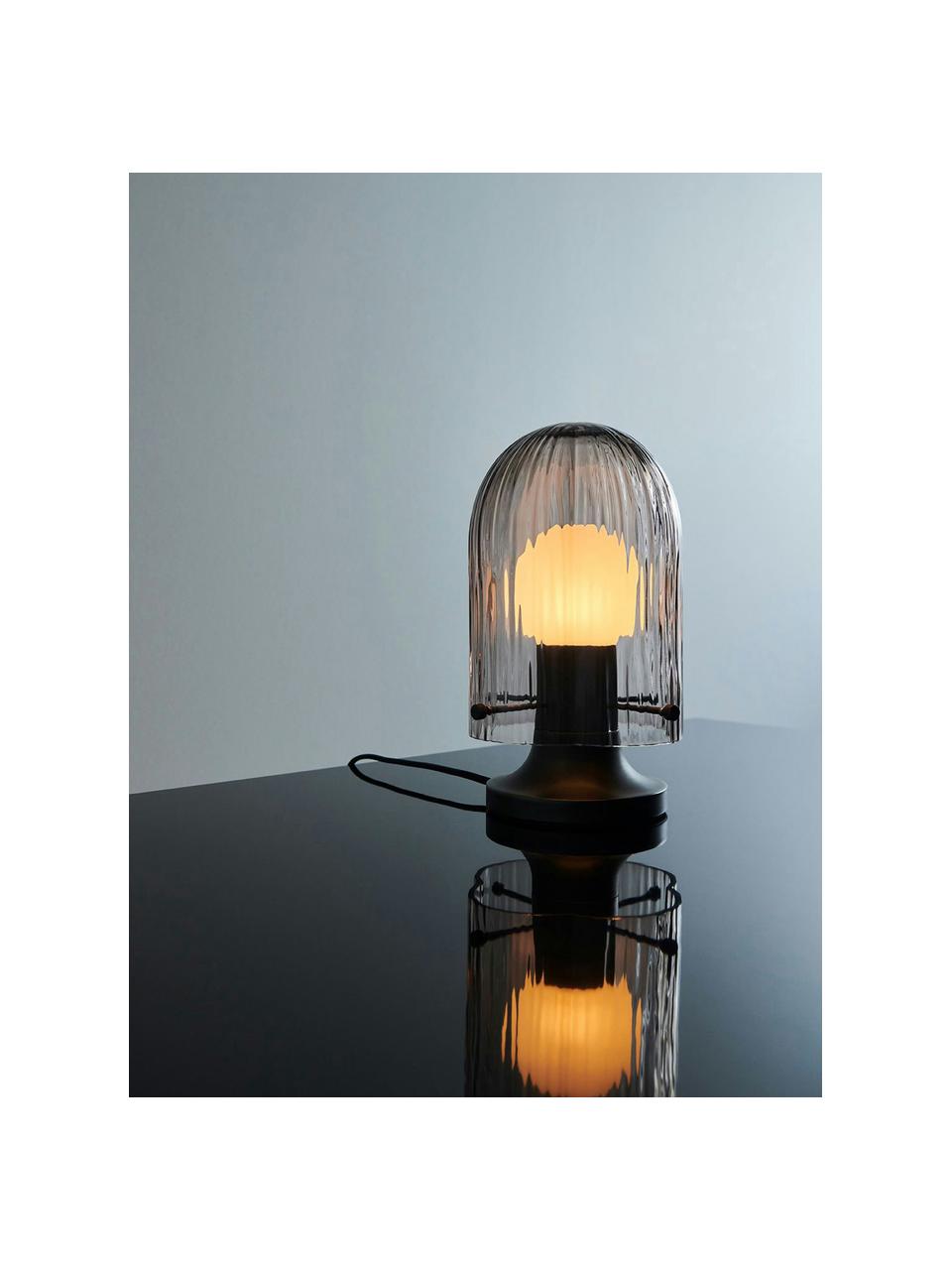 Kleine mondgeblazen tafellamp Seine, Lampenkap: glas, Transparant, donkerbruin, Ø 16 x H 26 cm