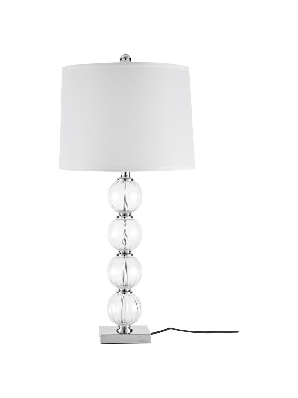 Große Tischlampen Luisa, 2 Stück, Lampenschirm: Polyester, Lampenfuß: Glas, Sockel: Metall, Weiß, Transparent, Ø 38 x H 76 cm