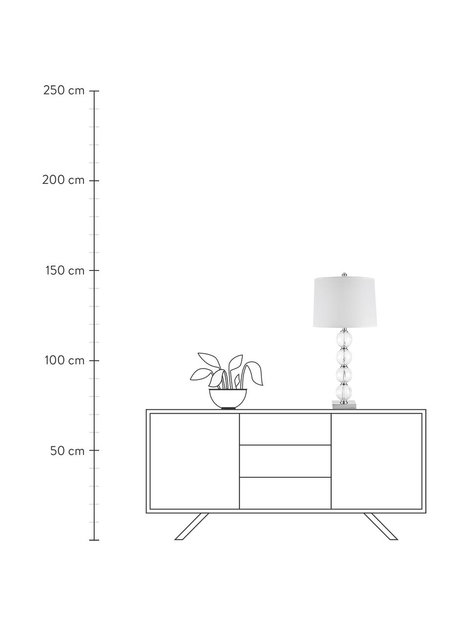 Große Tischlampen Luisa, 2 Stück, Lampenschirm: Polyester, Lampenfuß: Glas, Sockel: Metall, Weiß, Transparent, Ø 38 x H 76 cm