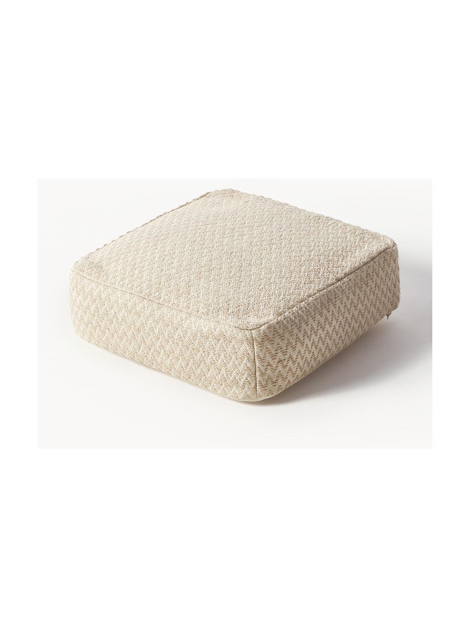 Ręcznie wykonana poduszka podłogowa Etta, Jasny beżowy, złamana biel, S 60 x W 20 cm