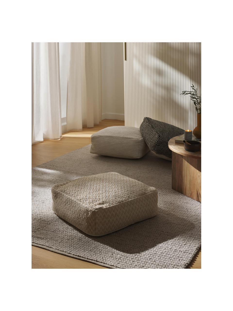 Ručně vyrobený sedací polštář Etta, Světle béžová, tlumeně bílá, Š 60 cm, V 20 cm