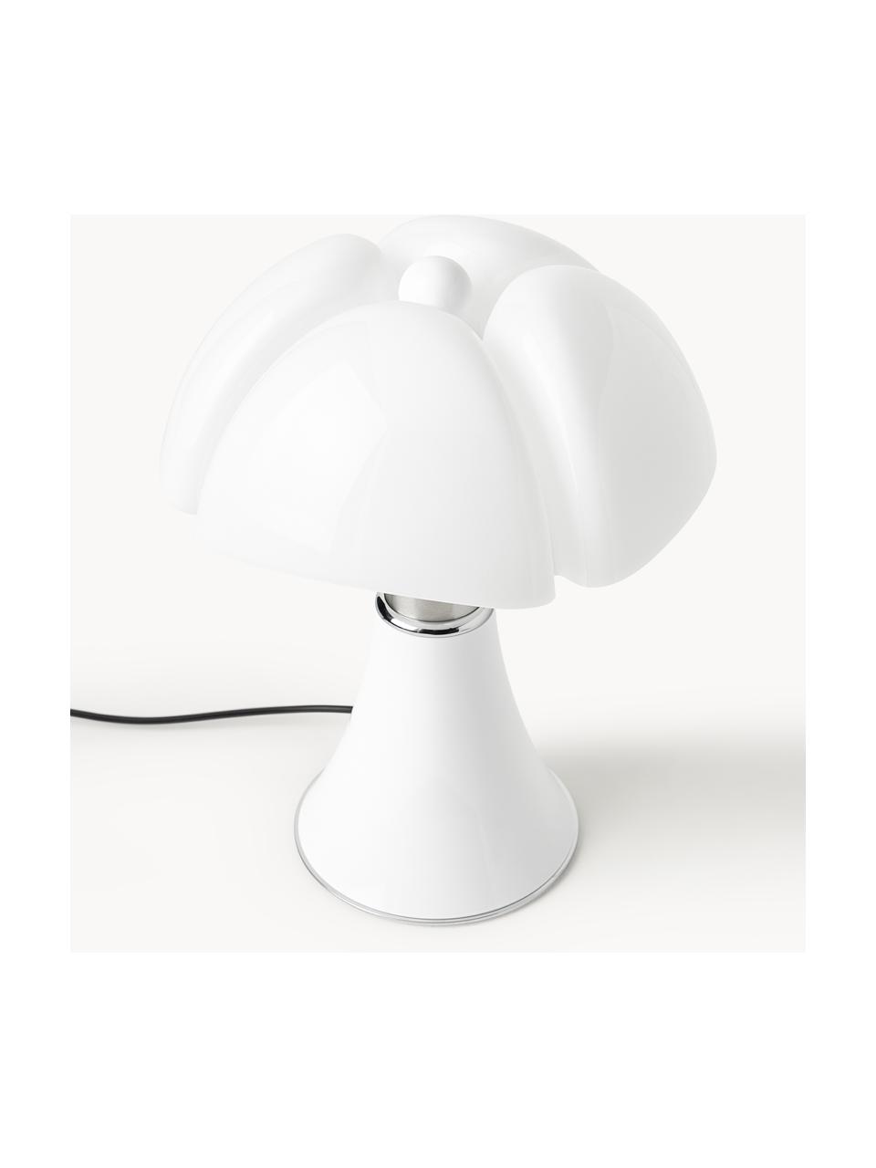 Lampada da tavolo grande a LED con luce regolabile Pipistrello, regolabile in altezza, Struttura: metallo, alluminio rivest, Bianco lucido, Ø 40 x Alt. 50 cm