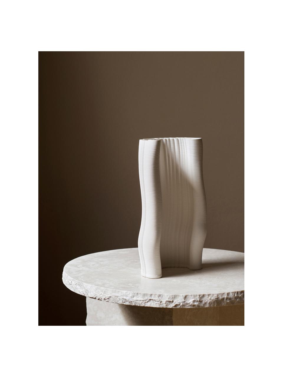 Vase en grès Moire, haut. 30 cm, Grès cérame, Blanc cassé, larg. 19 x haut. 30 cm