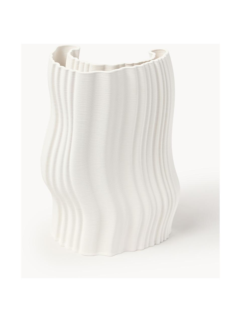 Vase Moire aus Steinzeug, H 30 cm, Steinzeug, Off White, B 19 x H 30 cm