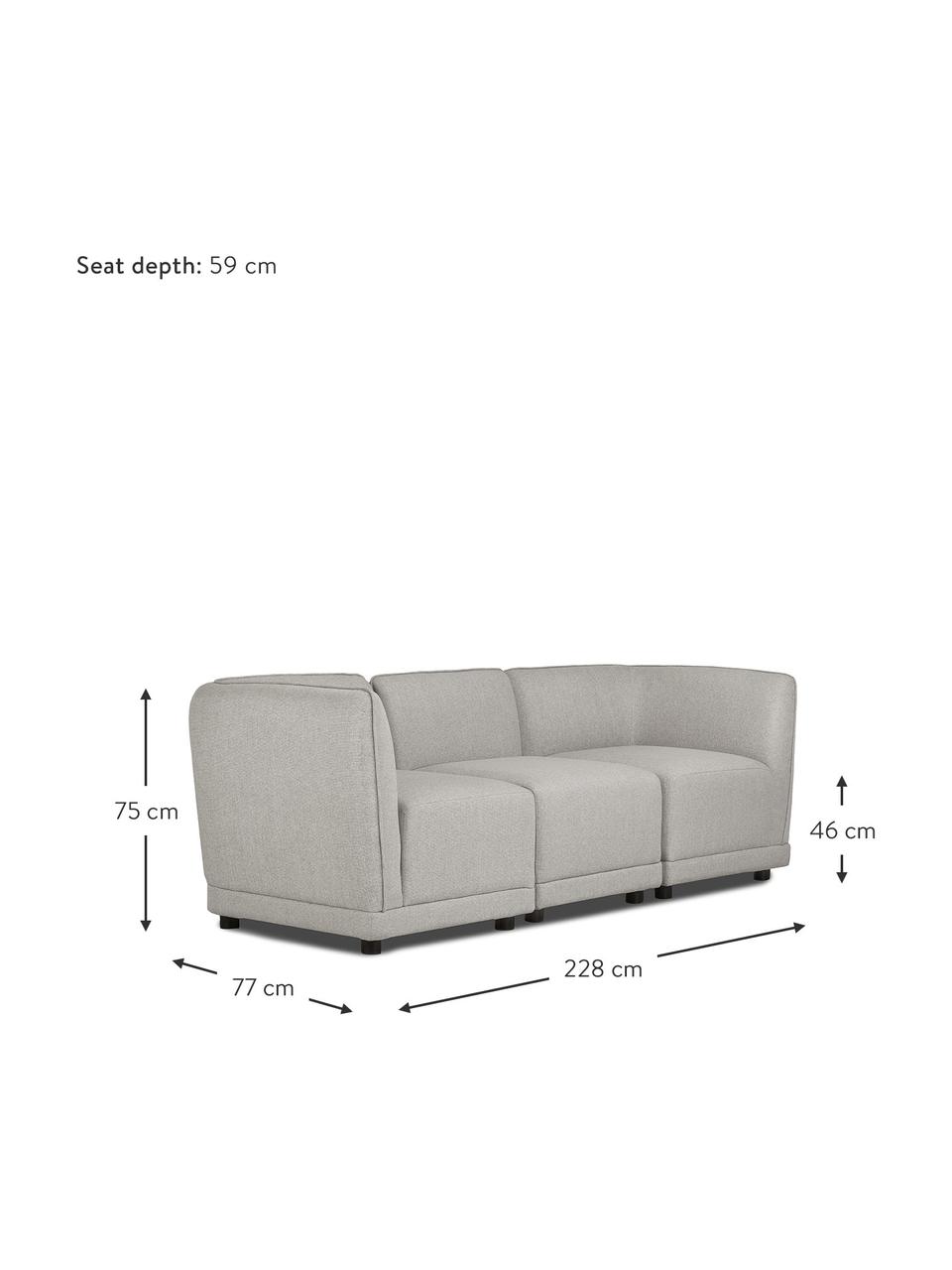 3místná modulární pohovka Ari, Šedá, Š 228 cm, H 77 cm