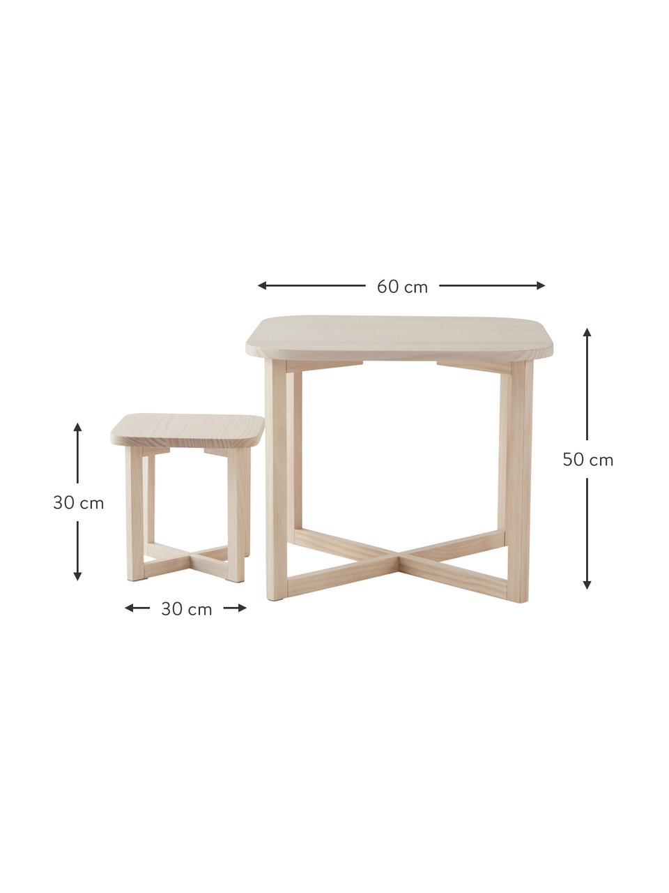 Kindertisch-Set Benny aus Holz, 3-tlg., FSC-zertifiziertes Kiefernholz, Kiefernholz, Set mit verschiedenen Größen
