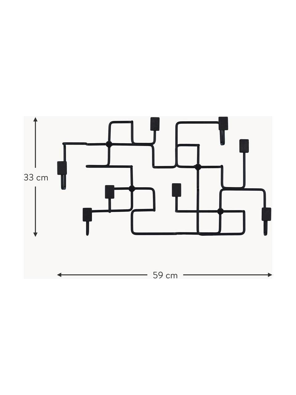 Nástenný vešiak Underground, Čierna, Š 59 x V 33 cm