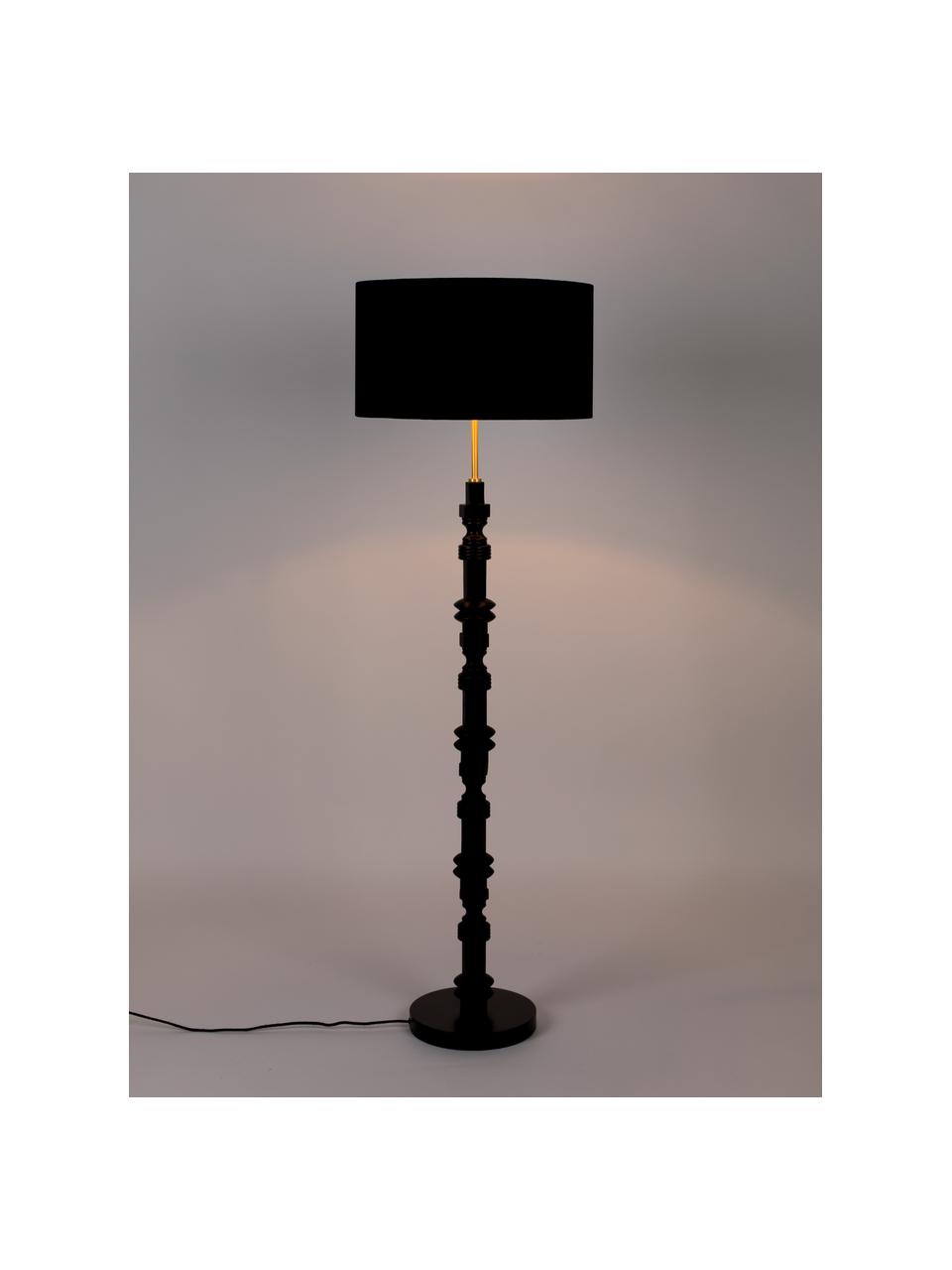 Design vloerlamp Totem, Lampenkap: textiel, Lampvoet: gecoat metaal, Zwart, Ø 46 x H 148 cm