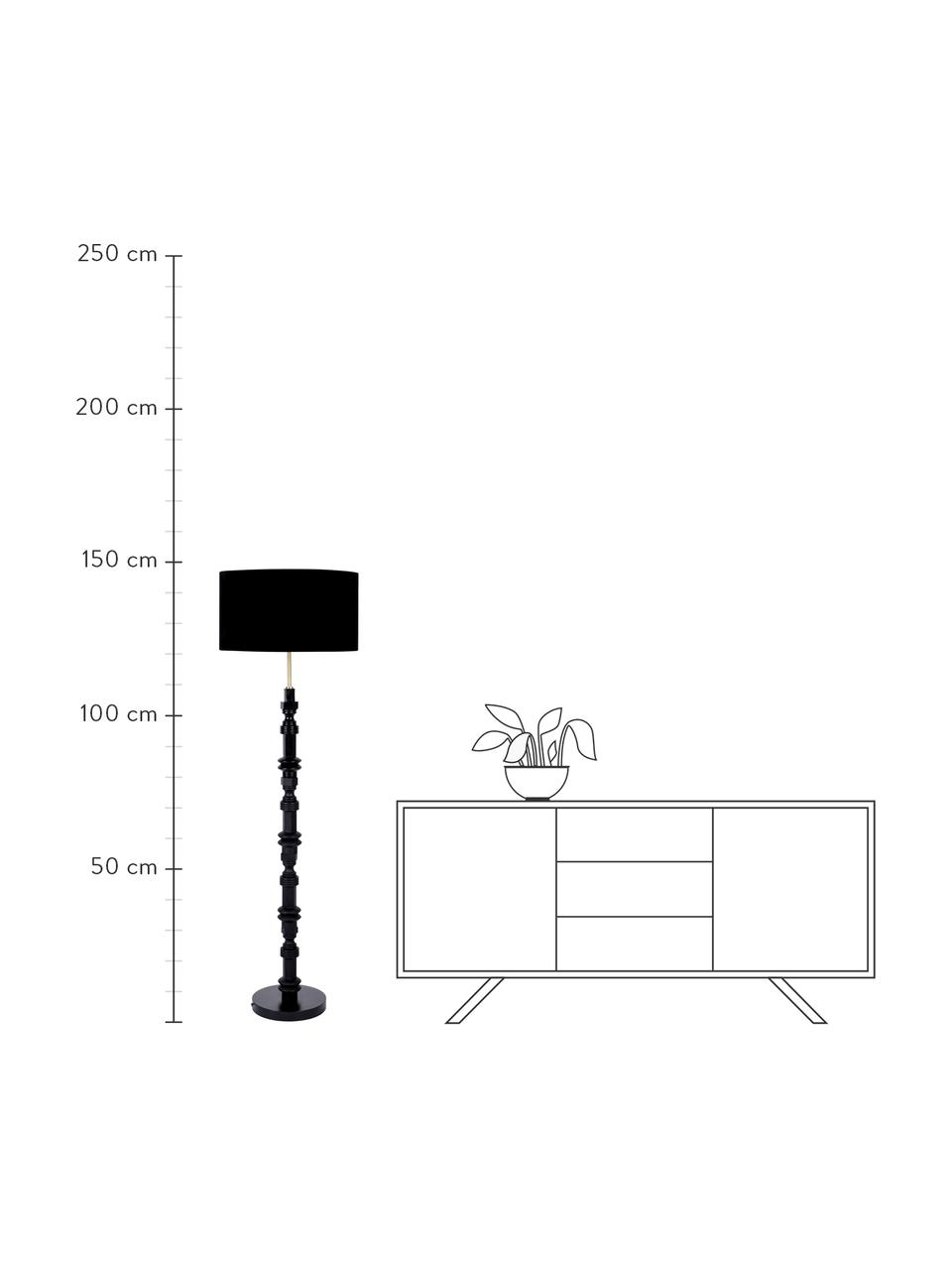 Design Stehlampe Totem, Lampenschirm: Textil, Schwarz, Ø 46 x H 148 cm