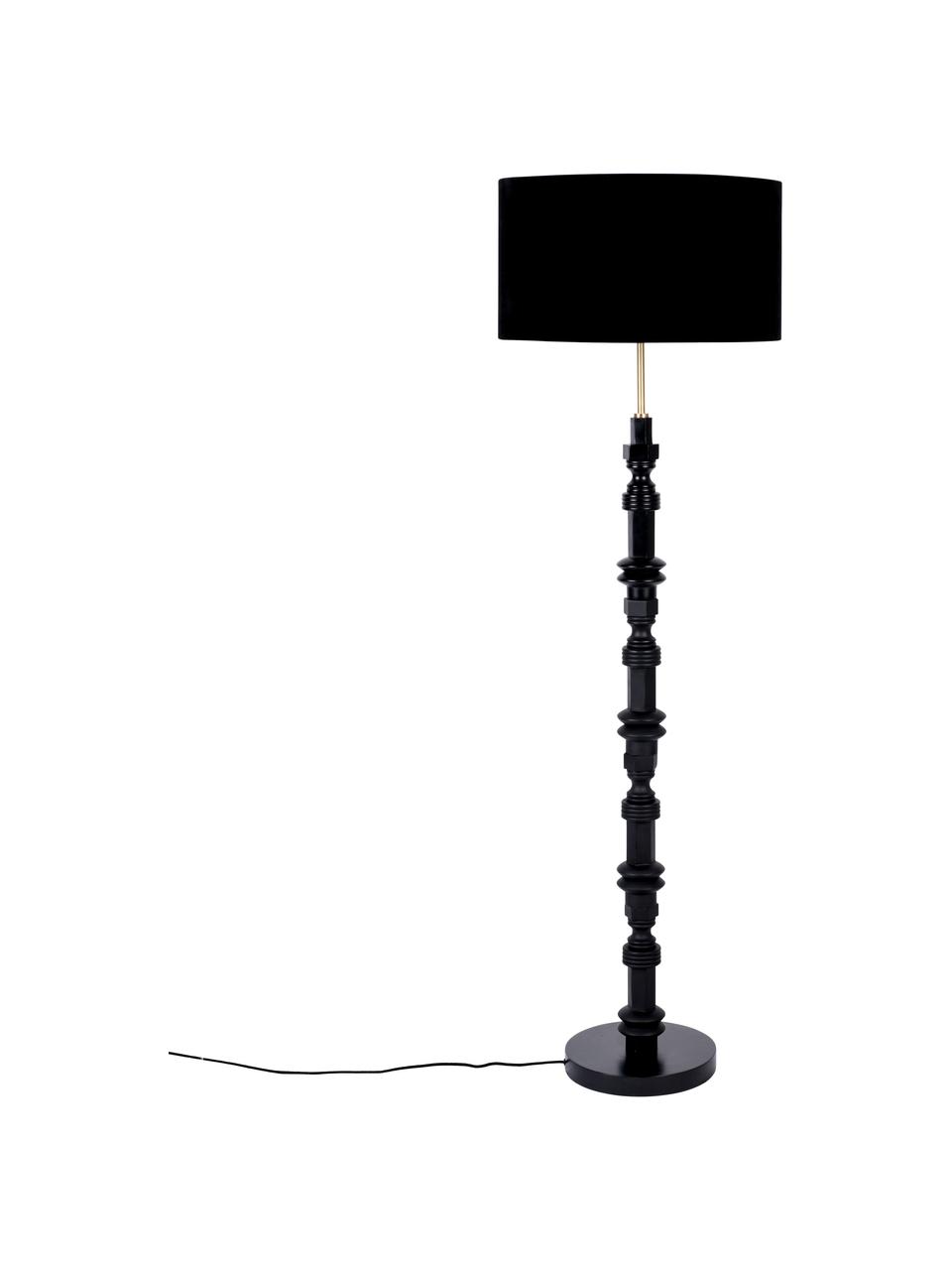 Lámpara de pie de diseño Totem, Pantalla: tela, Cable: cubierto en tela, Negro, Ø 46 x Al 148 cm