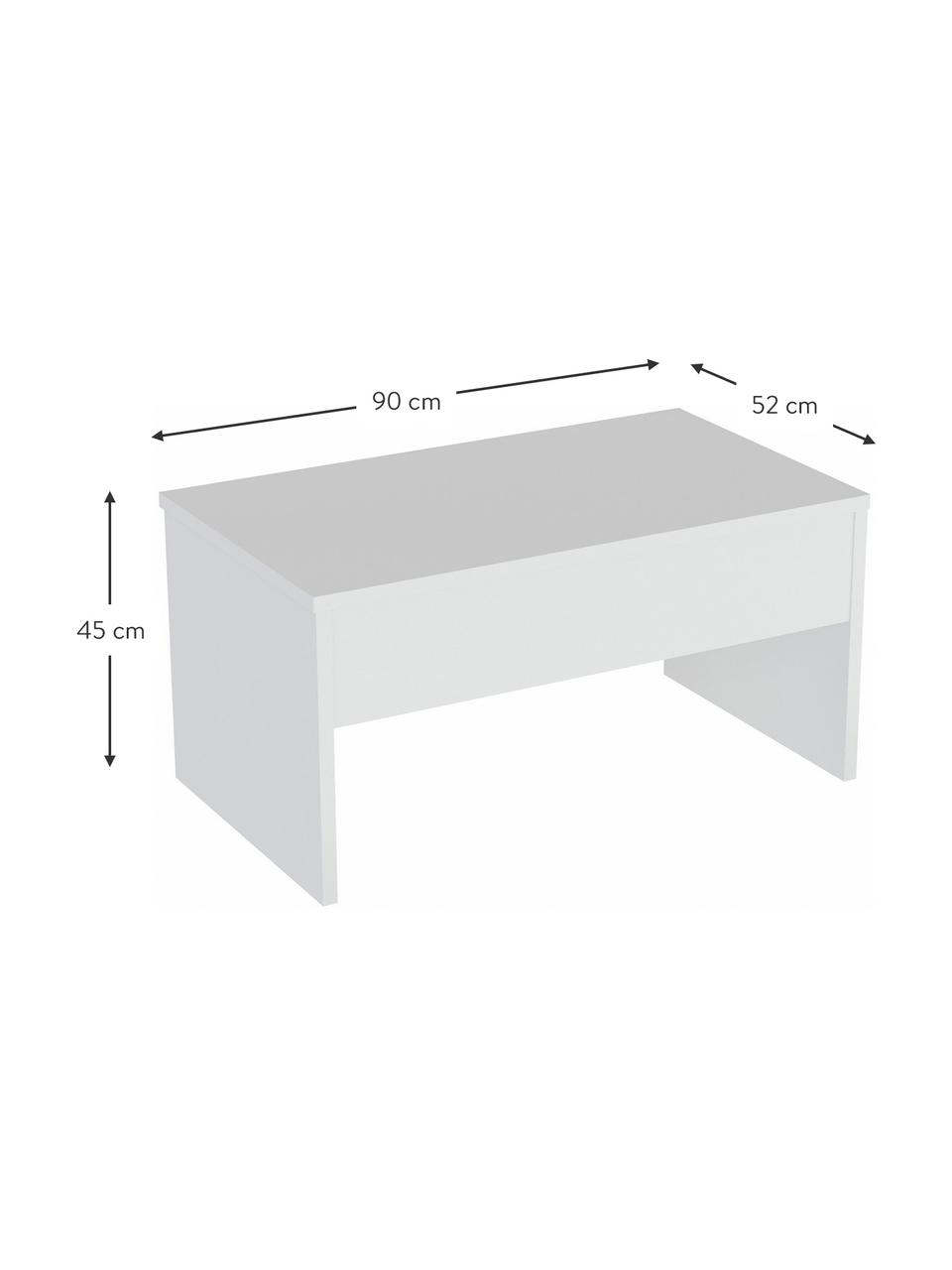 Konferenční stolek s funkcí zvedání a úložným prostorem Akilli, Dřevotřísková deska potažená melaminem, Bílá, Š 90 cm