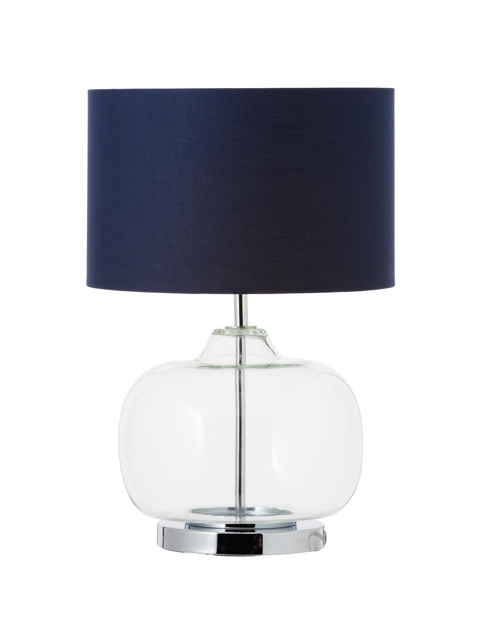 Priehľadná stolová lampa zo skla Amelia, Tmavomodrá, ∅ 28 x V 41 cm